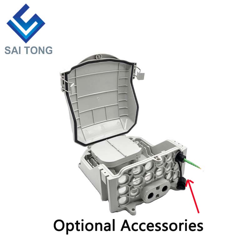 FTTH Saitong IP65 16-Kern-Glasfaser-Anschlusskasten, PC+ABS-Material, Außenverteilerkästen mit 16 Anschlüssen und 2 Ablagen