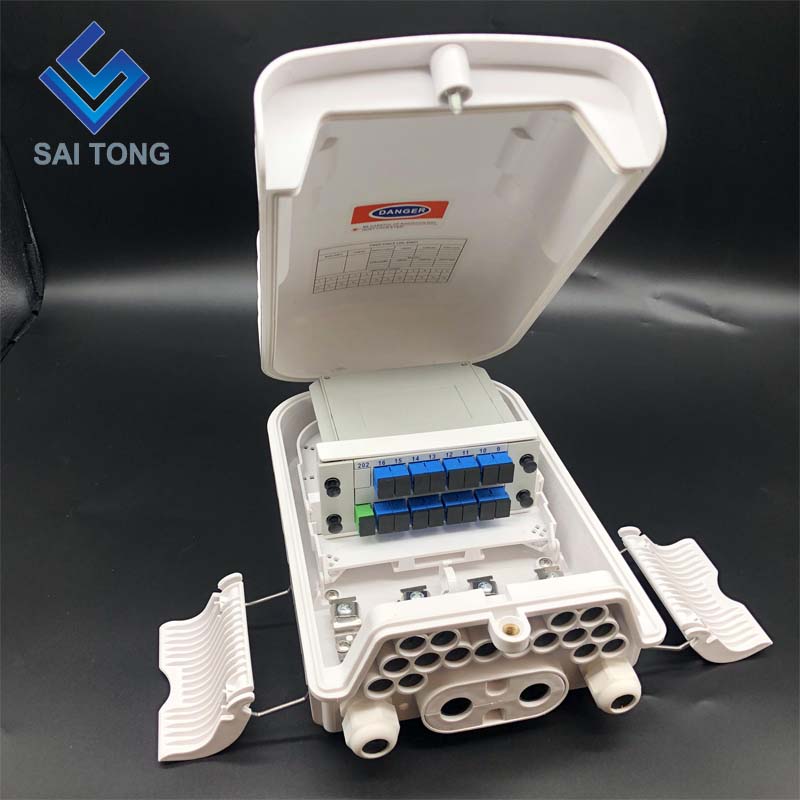 Saitong 16 Core Glasfaser-Verschlussbox PLC FTTH FTTX FTTP Fiber Termination Box IP65 Outdoor Optical Fiber Joint Box NEUER Stil