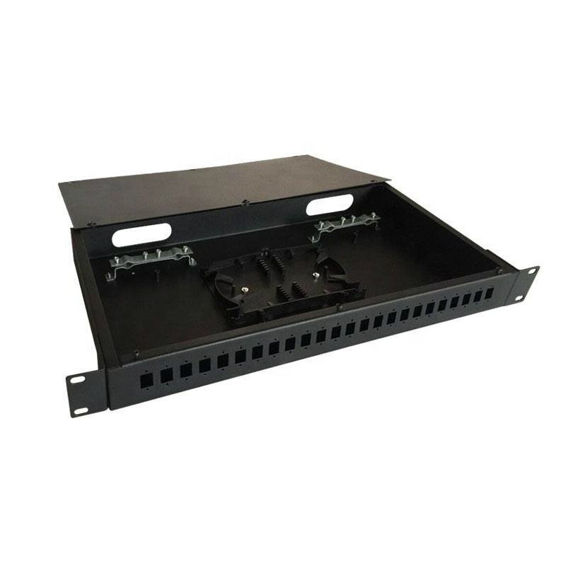 19 Zoll ftth 24 Ports sc fc lc st Rackmontage Glasfaser-Verteilerrahmen Glasfaser-Patchpanel Rackmontage ODF 1U Metall