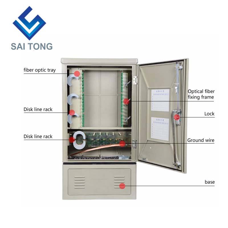 SaiTong FTTH 144-Kern-Cross-Connect-Schrank für Telekommunikationsgeräte SMC wasserdichte IP55 144-Kern-Glasfaserschränke ODF für den Außenbereich