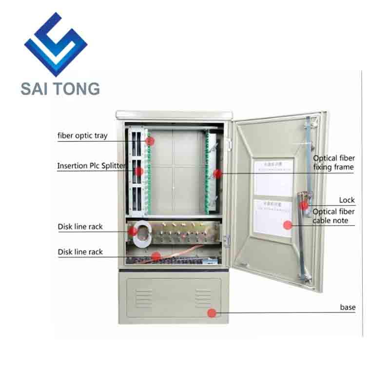 SaiTong FTTH 144 Core Glasfaser-Verteiler-Hub-Schrank, SMC-Material, wasserdichter Zugang für den Außenbereich, 144 Glasfaser-Schrank