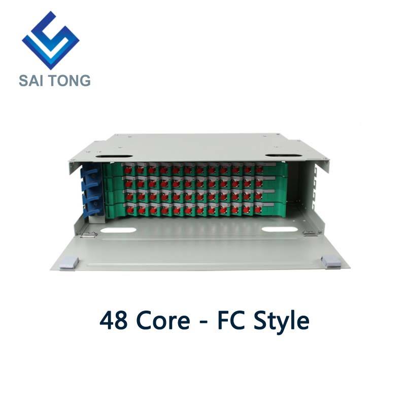 SaiTong FTTH 19-Zoll-Rackmontage-Schrank mit 48 Anschlüssen, SC/FC-ODF, 4 HE, 48-Kern-Glasfaser-Verteilerrahmen, optional mit voller Beladung