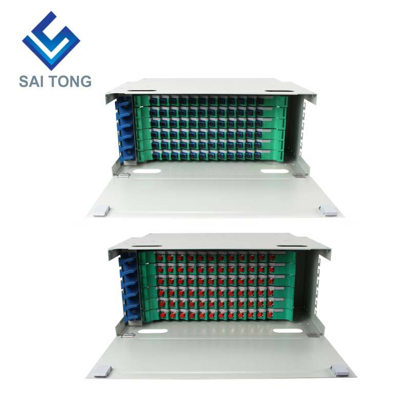 SaiTong FTTH 19-Zoll-Rackmontage-Schrank mit 72 Ports, SC/FC-ODF, 6 HE, 72-Kern-Glasfaser-Verteilerrahmen, optional mit voller Beladung