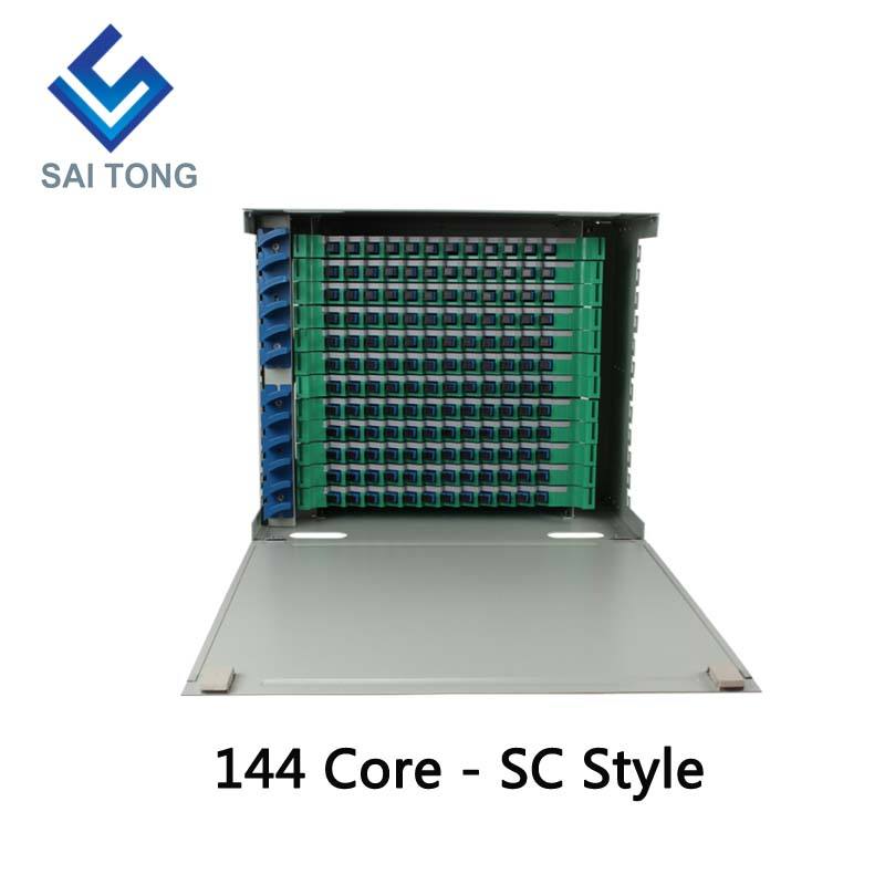 2022 SaiTong FTTH 19-Zoll-Rackmontage-Schrank mit 144 Ports SC/FC ODF 12U 144-Kern-Glasfaser-Verteilerrahmen Optionale Volllast