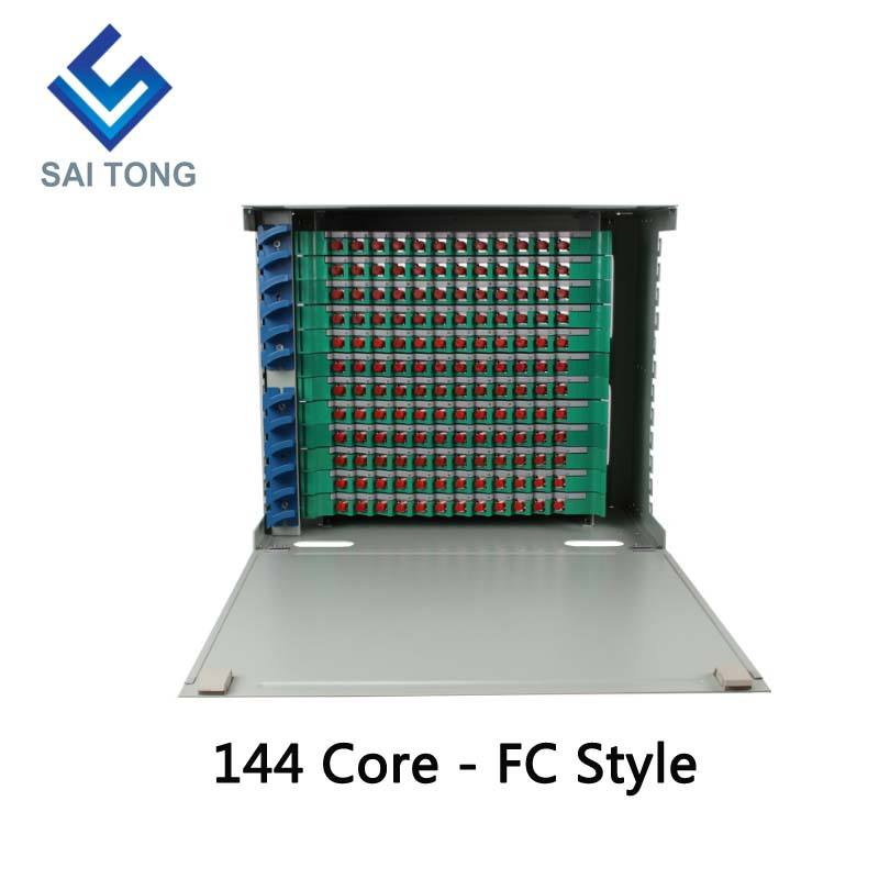 2022 SaiTong FTTH 19-Zoll-Rackmontage-Schrank mit 144 Ports SC/FC ODF 12U 144-Kern-Glasfaser-Verteilerrahmen Optionale Volllast