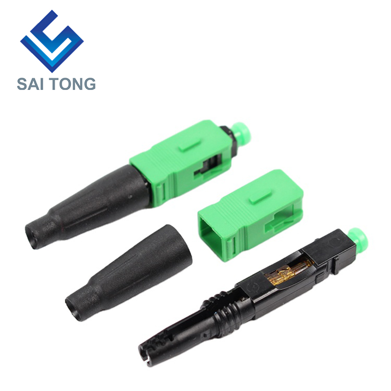 FTTH Fiber Saitong Optic Schnellstecker SC APC grüne Farbe Glasfaserkabel Schnellstecker Schnellstecker Feldmontage Singlemode