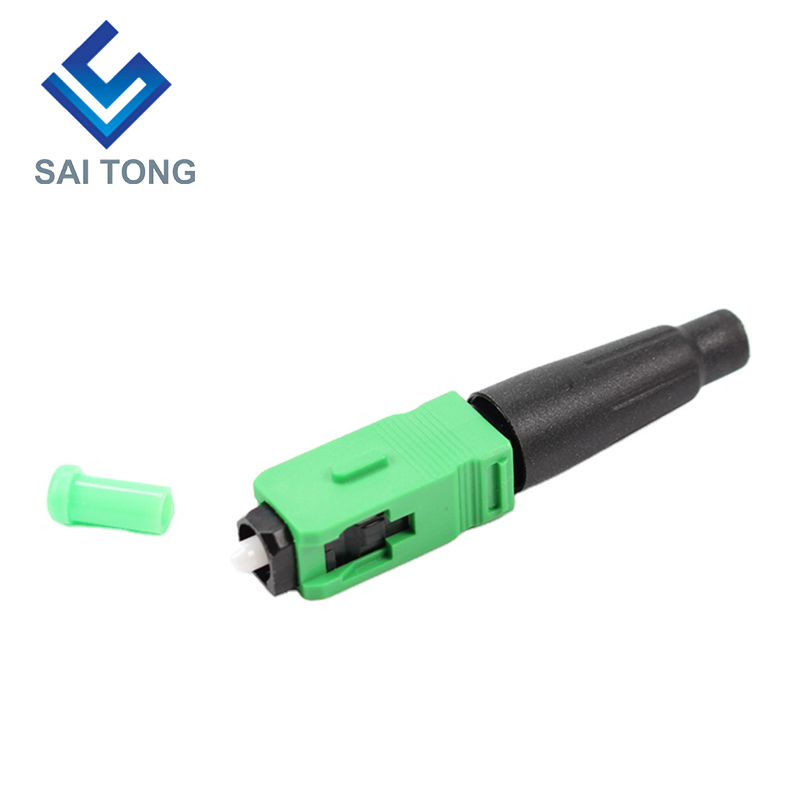 FTTH Fiber Saitong Optic Schnellstecker SC APC grüne Farbe Glasfaserkabel Schnellstecker Schnellstecker Feldmontage Singlemode